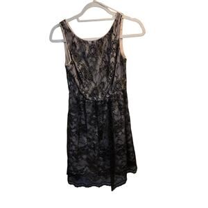 Jessica Simpson Black Lace Dress with Gold Accents